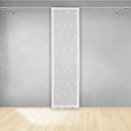 Panel okienny z białej tkaniny z dodatkiem srebrnej nitki 65x235cm